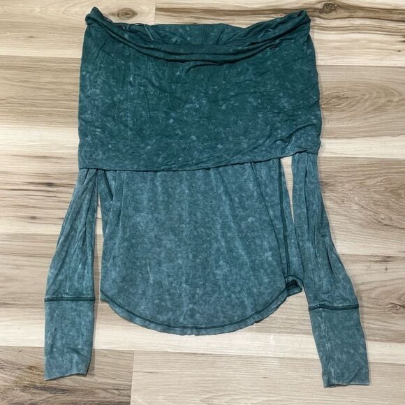 Free People We The Free Cosmo Cowl Neck Long Sleeve Shirt  Green Women’s Small - Picture 4 of 4